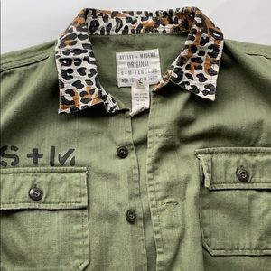 Stussy army green button up